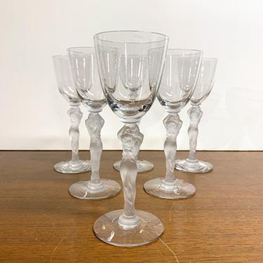 Vintage Tiffin Glass Lady Stem Cordial Glasses Set of 6 15078 Elegant Glassware 