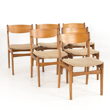Erik Buck Mid Century Modern Danish Teak Dining Chairs - Set of 6 - mcm 