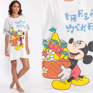 MICKEY MOUSE Pajama Dress Mickey Tshirt Dress Walt Disney Night Shirt Sleep Dress Fruit 90s T Shirt Mini Nightgown Extra Large xl 2xl 