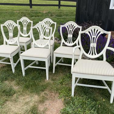 Set of Six Vintage Shield Back Dining Chairs