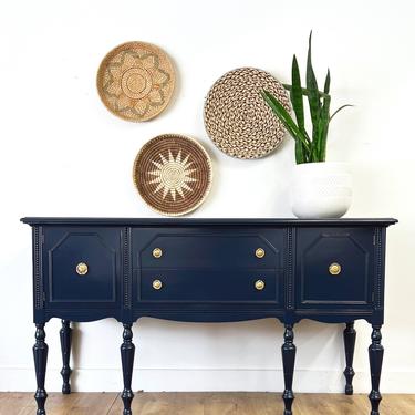 AVAILABLE - Navy Blue lacquered antique buffet 