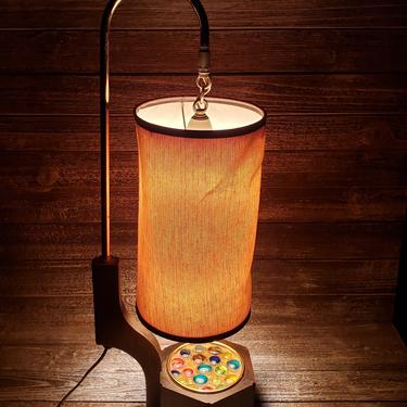 Vintage Danish Modern Table Lamp, Mid Century 1950s 1960s Lamp, Cabochon Accents, Swag Table Lamp, Vintage Home Decor, Vintage Lighting 