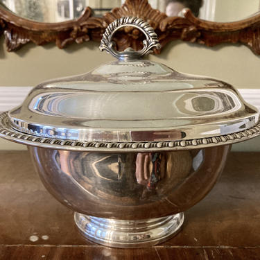 Silver Covered Round Tureen or Serving Dish 