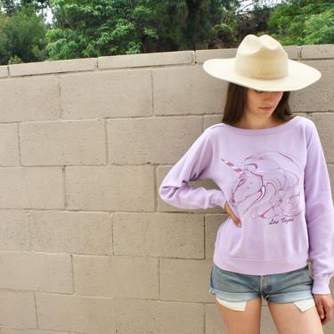 Unicorn Sweatshirt // vintage 70s 80s t-shirt boho hippie t shirt dress cotton tee blouse top sweater purple Las Vegas // S/M 