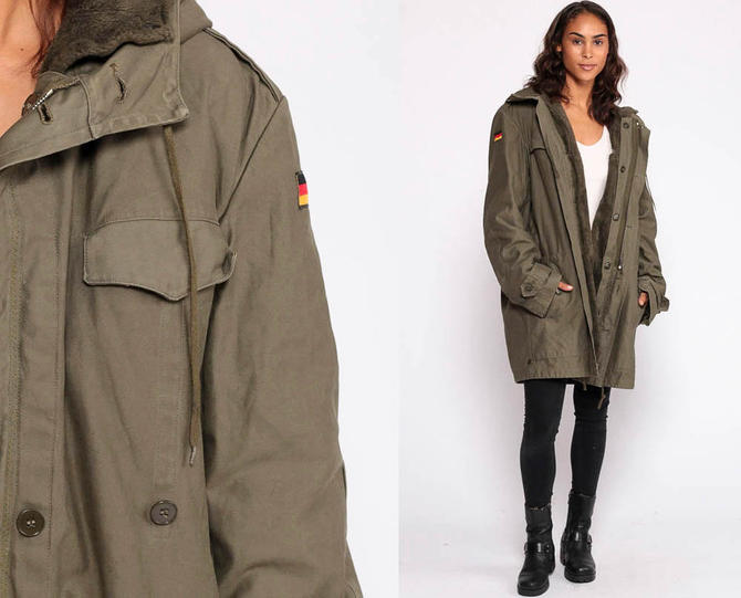 German Army Jacket 80s Hooded Military Coat HOOD Commando Field