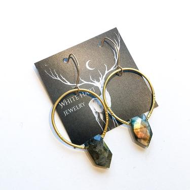 Labradorite Points with Brass Earrings