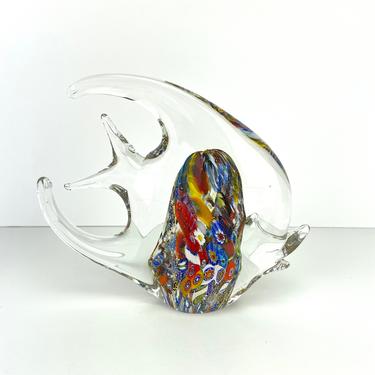 Vintage Murano Art Glass Millefiori Tropical Fish Sculpture Italy 