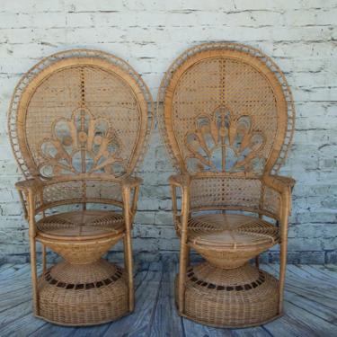 SHIPPING NOT FREE!!! Set of 2 Vintage Ornate Peacock Chairs (King and Queen) Excellent Vintage condition!!! 