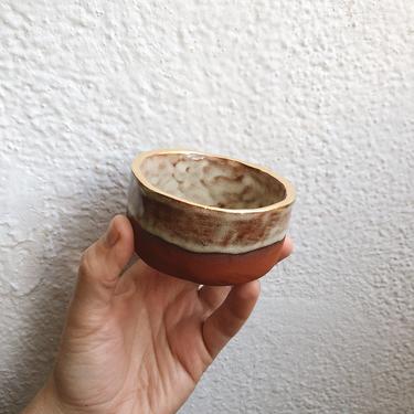 Small shino and gold rimmed small bowl. Ceramic bowl. The Object Enthusiast. Handmade ceramic small dish, small bowl with gold rim. 