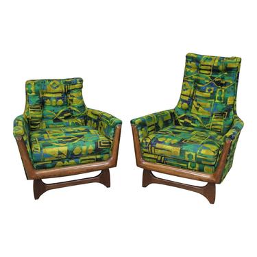 Mid-Century Modern Adrian Pearsall Style His &amp; Her Lounge Chairs by Prestige Bassett Arm Chairs 
