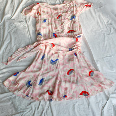 Vintage Midi Dress/ Vintage Dress/ Silk Dress/ Abstract Pattern/ Dress With Tie/ Shift Dress/ Size Extra Large/ Size 12 