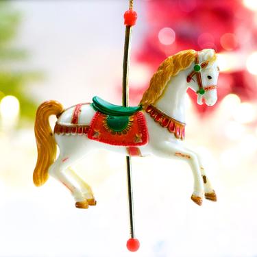 VINTAGE: Hollow Plastic Carousel Horse Ornament - Horse Figurine - Animal Ornament - SKU Tub-400-00033061 