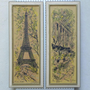 Pair Mid-Century Prints of Paris Landmarks by Franklin Picture 