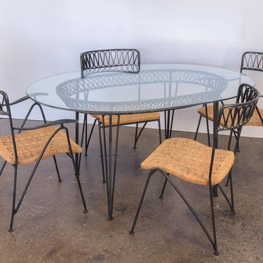 Salterini Woven Ribbon Chairs and Table Patio Set by Maurizio Tempestini 
