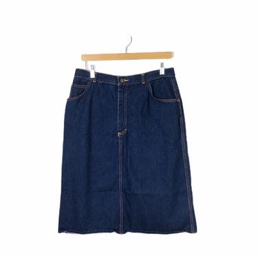 Vintage 80's Gitano Darkwash Denim Jean Plus Size Skirt, Size 15 