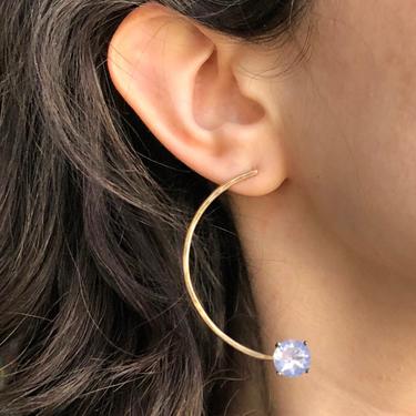 Lavender Moon Quartz Half Hoops statement studs semi circle geometric earrings 