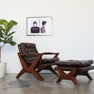 BUILT2ORDER // LUNO Buckley Leather &amp; Rosewood Lounge Chair 