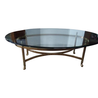 COFFEE TABLE, Mid Century Modern, Brass and Glass, LeBarge Style 