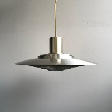 Midcentury J&oslash;rgen Kastholm &amp; Preben Fabricius for Nordisk Solar Large Danish Modern Pendant Light in Brushed Aluminum 