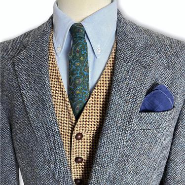 Vintage HARRIS TWEED Wool Blazer ~ 40 to 42 Long ~ Donegal ~ jacket / sport coat ~ Preppy / Ivy League / Trad ~ 