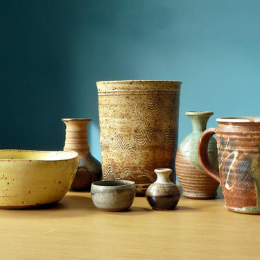 Vintage Studio Pottery Collection Seven Piece MCM Ceramics - Functional Pottery - Home Decor 