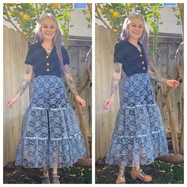 Vintage 1970’s Blue Lace Crinoline Skirt 
