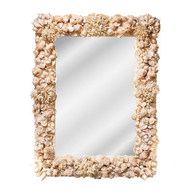 Exquisite Artisan Mirror with Applied Sea Shells and Coral 1970s