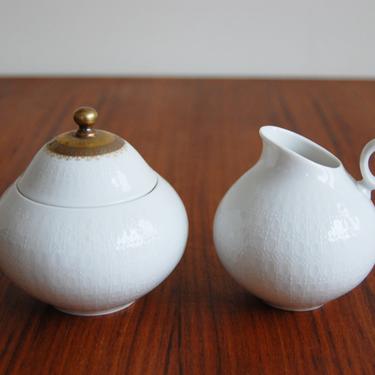 Rosenthal Studio Line Romance Creamer and Sugar Bowl with Cover White and Gold Bjorn Wiinblad Made in Germany 
