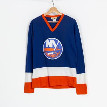 70s New York Islanders Hockey Jersey - Men's Small, Women's Medium | Vintage NHL Striped Color Block Uniform Shirt 