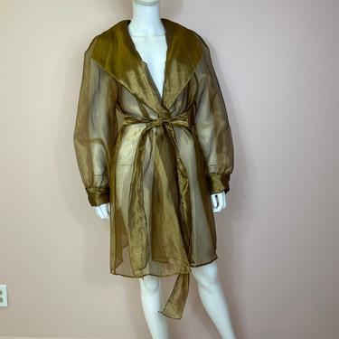 Vtg 80s bronze gold overlay jacket dress M/L 