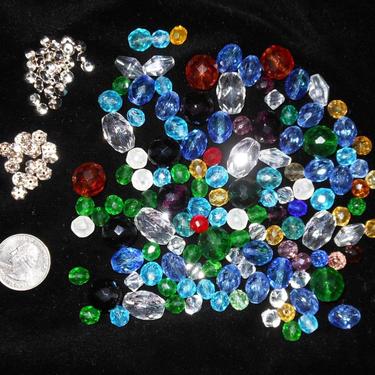 6 Oz. Assorted Faceted Czech Glass beads &amp; 18 Rhinestone Rondell Spacers 