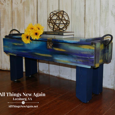 Storage Bench | Coffee Table | Handcrafted from Military Artillery Box | Entryway Storage Bench | Colorful Coffee Table with Storage 