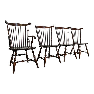 Set of 4 Nichols &amp; Stone Spindle Back Cherry Dining Chairs 