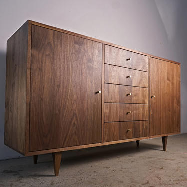 Danish Modern Console, 60&quot;W, Mid-Century Credenza, Modern Wood Sideboard, Solid Wood Console (Shown in Walnut) 