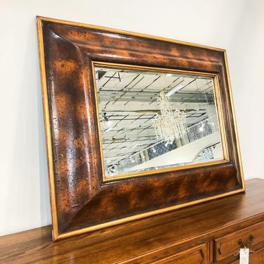 Vintage Bure Beveled Large Walnut Frame Mirror