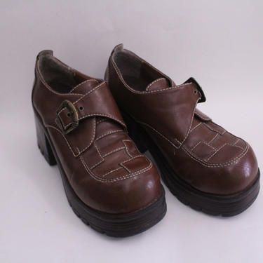 Chunky 90s Patchwork Buckle Platform Creepers 