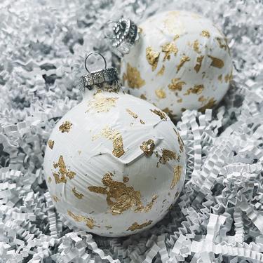 Gold Leaf Speckled Round Glass Ornament