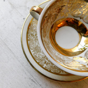Vintage Gilded Gold Tea Cup &amp; Saucer