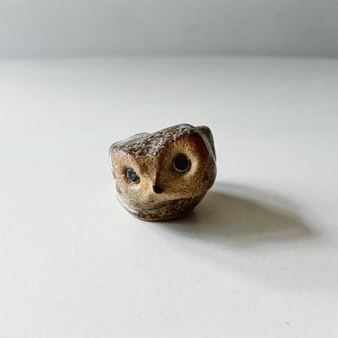 Tiny Brutalist Owl Danish Modernist Cute Vintage Mid Century British Pottery Signed 