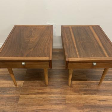 1960s Merton Gershun for American of Martinsville Walnut End Tables With Drawers