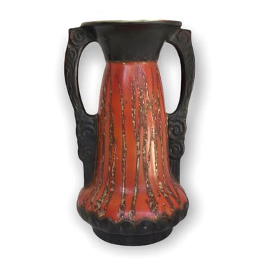 Art Nouveau Czechoslovakian Ceramic Handled Vase 1930s