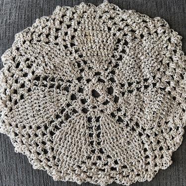 Vintage Cream Handmade Detail Floral Crochet Lace Doily, Crochet Lace Napkin by LeChalet