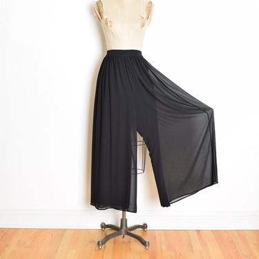 vintage 90s pants black chiffon wide leg sheer high waisted dress pants XS S clothing 