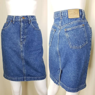 1980s Vintage Denim Mini Skirt, Small ~ Short High Waist Jeans Skirt ~ Retro Tight Mini Skirt ~ Blue Calvin Klein Designer Jeans Skirt 