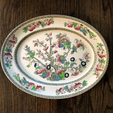 Vintage Indian Tree Platter from Johnson Brothers, Oval Serving Platter 12&amp;quot;, chinoiserie china, oval serving tray | Made in England 