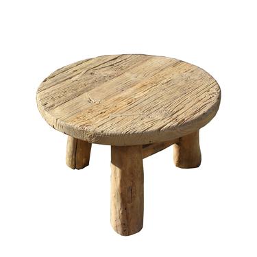 Rustic Raw Wood Round Top Tri-Leg Display Stand Coffee Side Table cs5600S