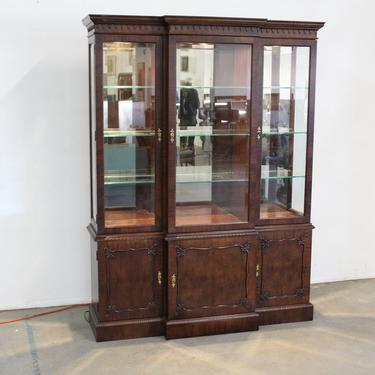 Chippendale Burl Mahogany Breakfront/China Cabinet by Century Furniture 