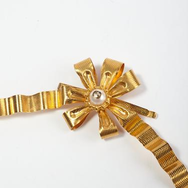 GUCCI Gold & Pearl Bow Barette/Tie Clip #0HP00L
