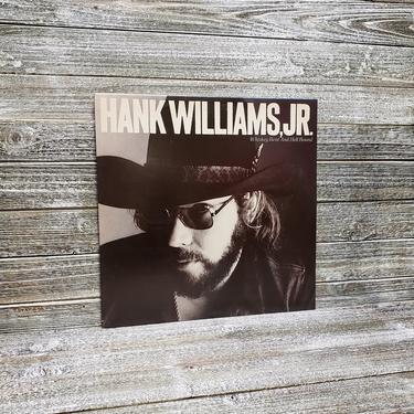 Hank Williams Jr Whiskey Bent &amp; Hell Bound, 1970's LP Album, Vintage Outlaw Country, Southern Country Music, Elektra 6E-237, Vintage Vinyl 