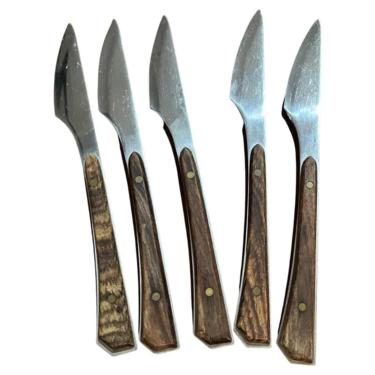 Japanese Steak Knives Modern Set of 5 Stainless Steel and Wood 1960s 